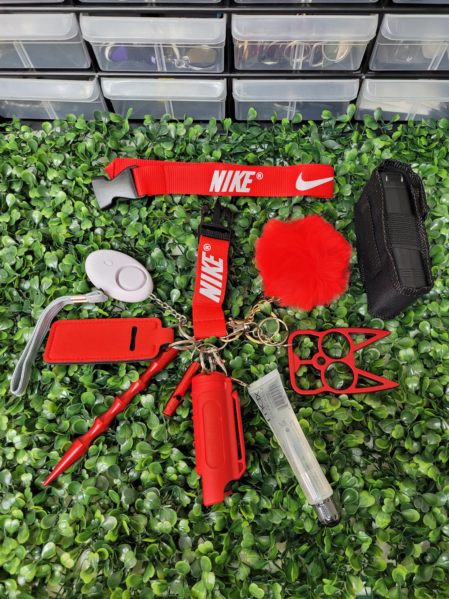 Red and White Nike Keychain