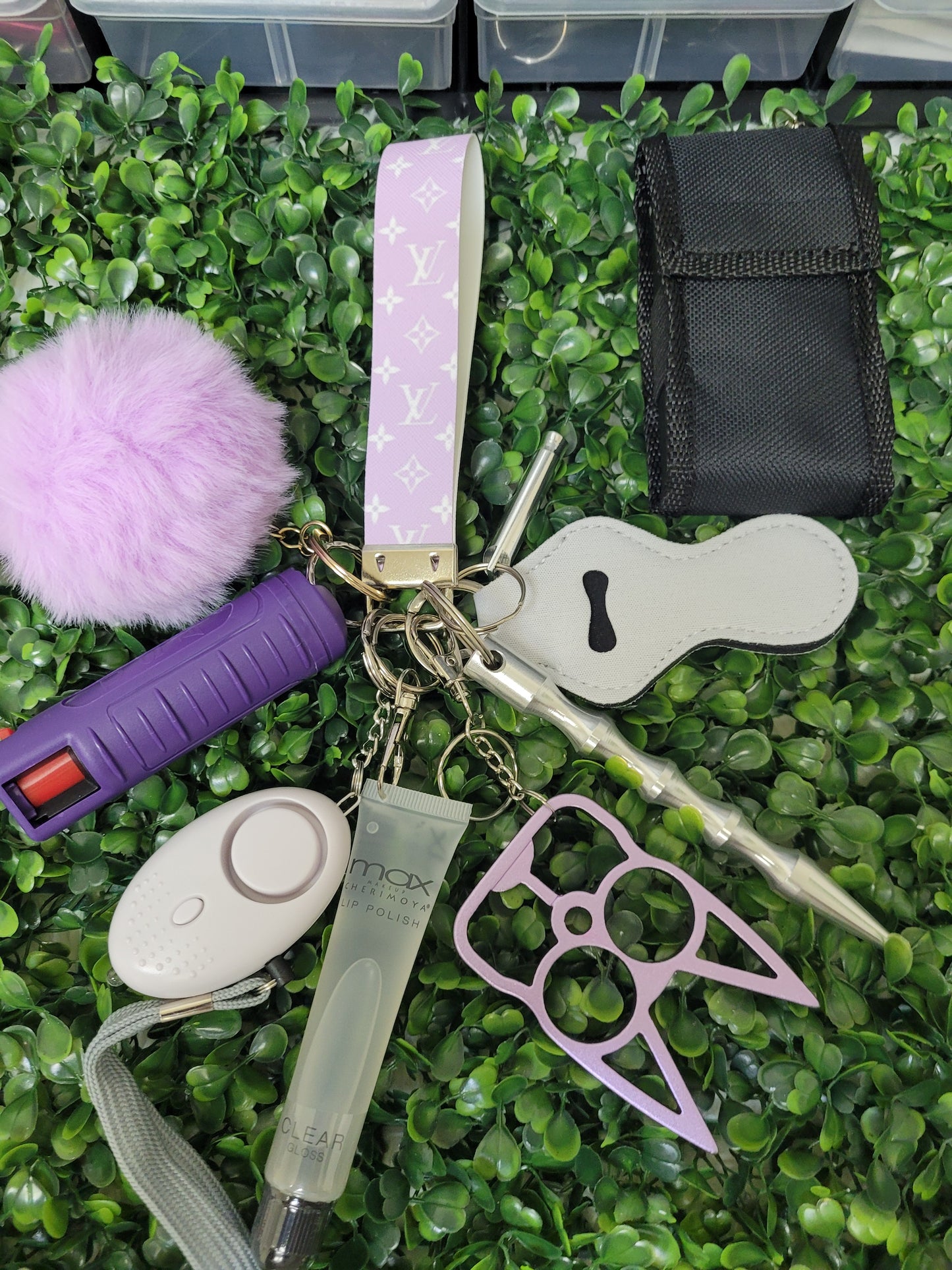 Purple LV Self Defense Keychain