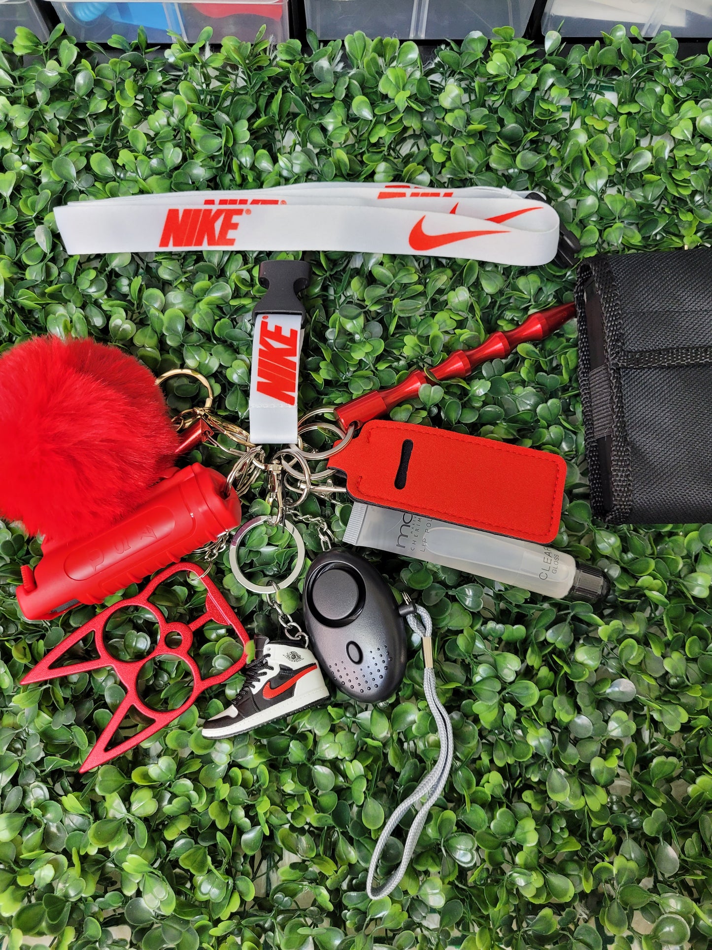 White and Red Nike Keychain