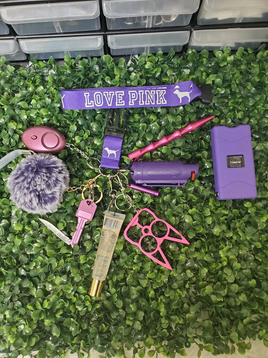 Purple and Pink Love Pink Keychain