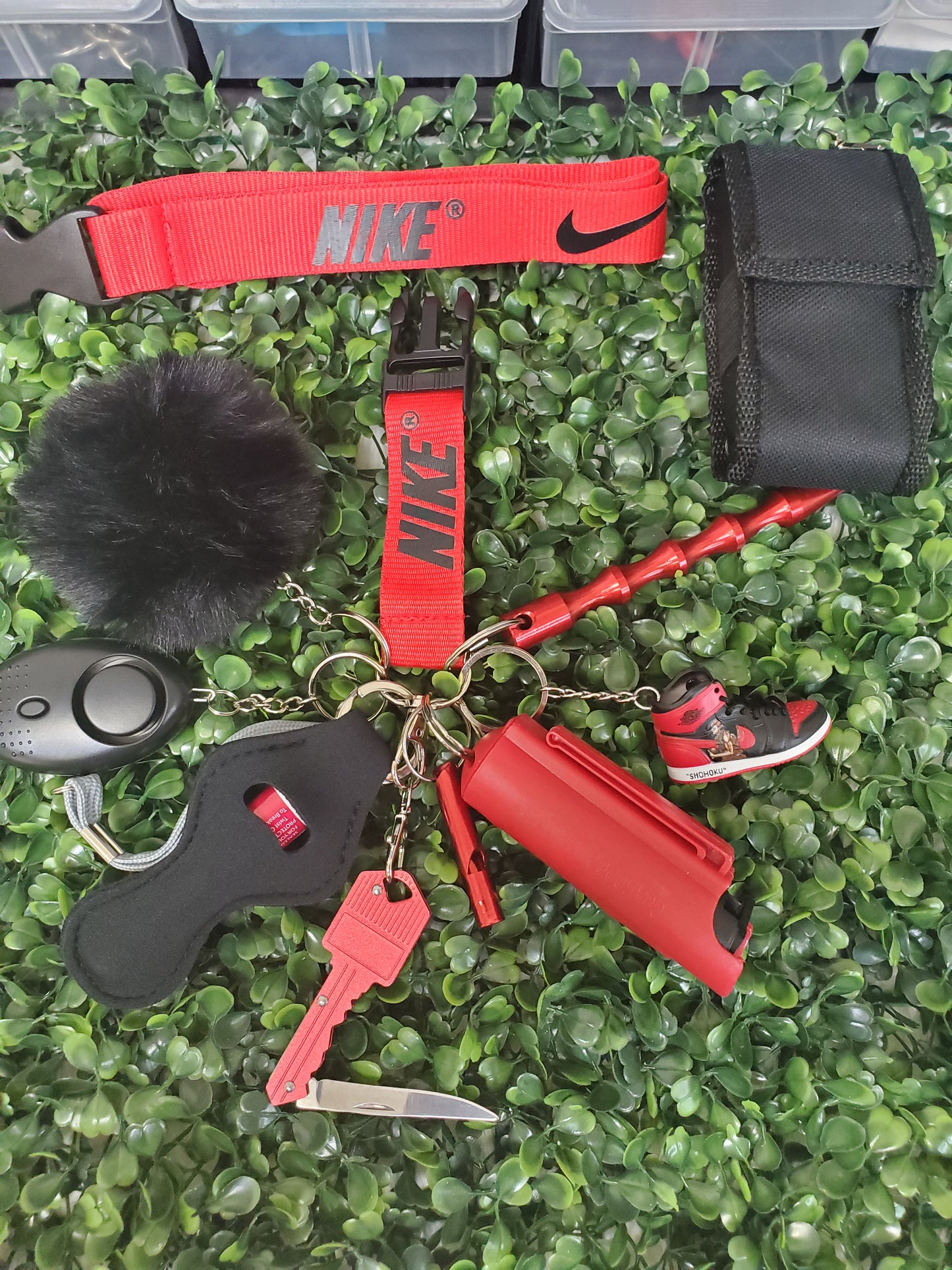 Red and Black Nike Keychain