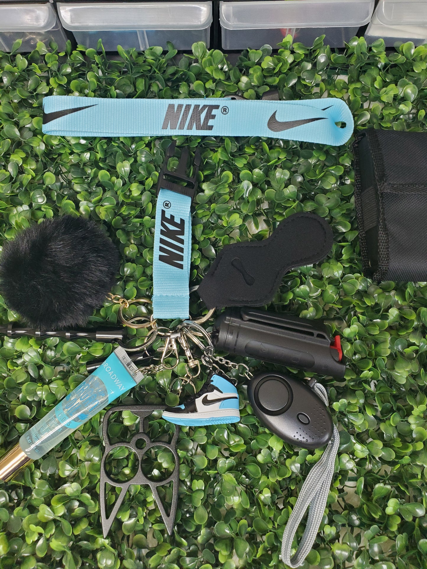 Nike light blue and black Keychain