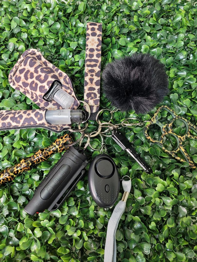 Leopard Print Self Defense Keychain with Stun Gun