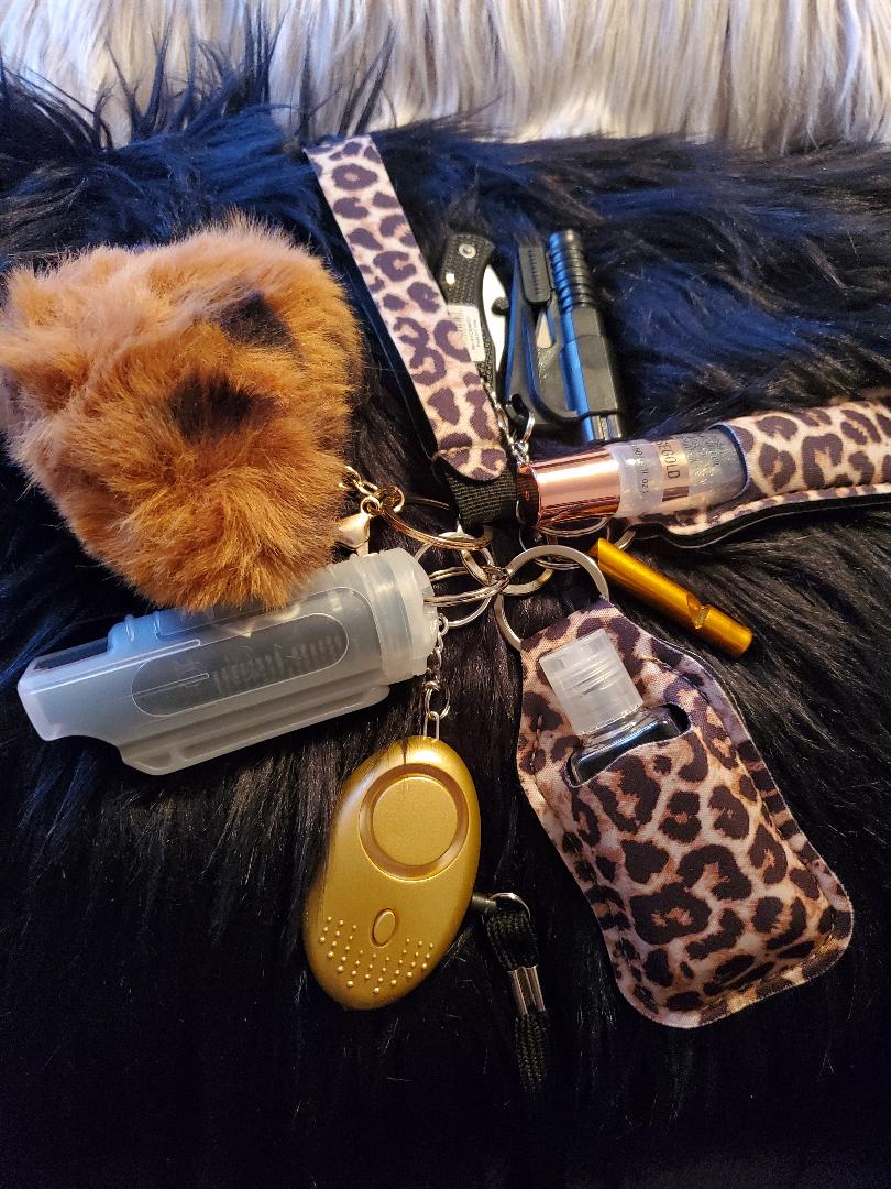 Leopard Print Self Defense Keychain with Stun Gun