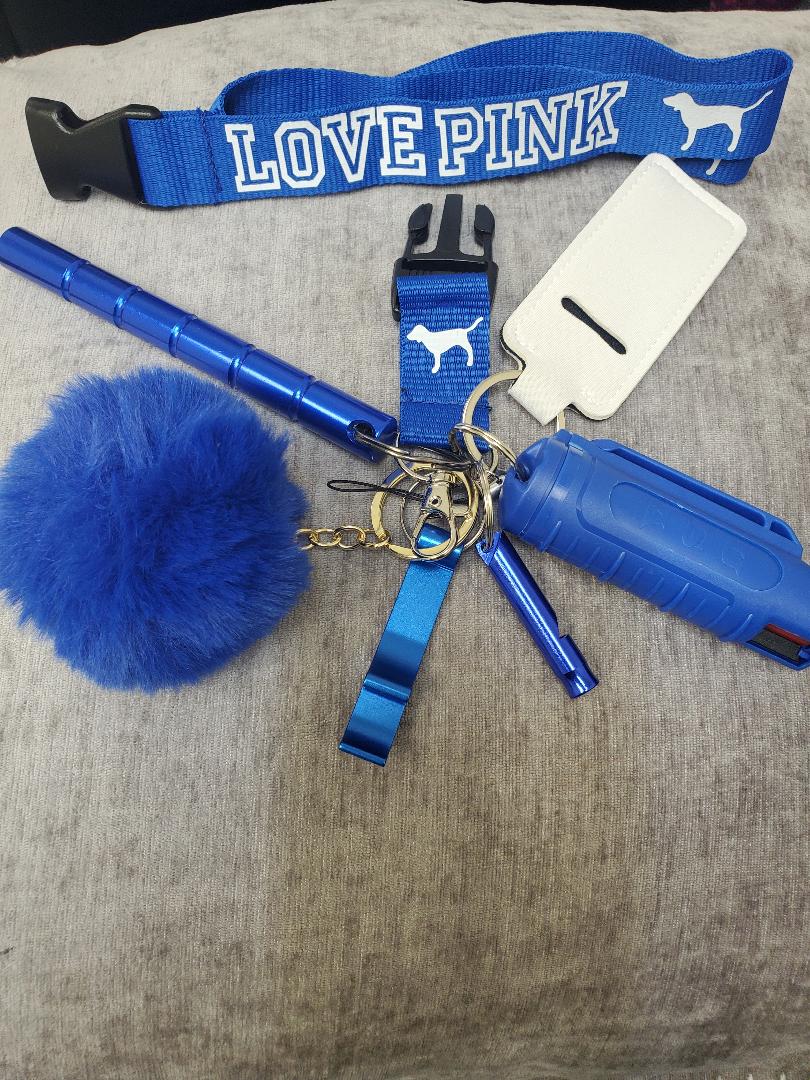 Love Pink Self Defense Keychain Blue and White with taser